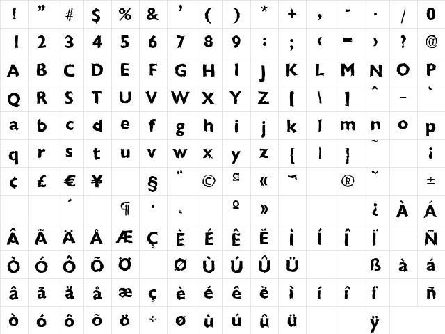 DavidBeckerRandom Bold  glyph index