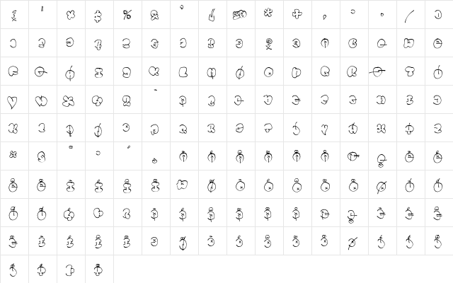Throwupz Regular  glyph index