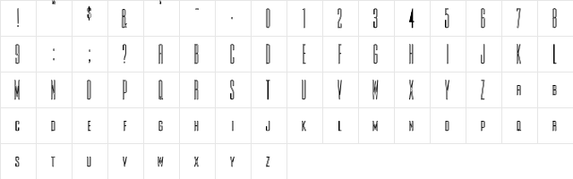 Rothman Hollow Regular  glyph index