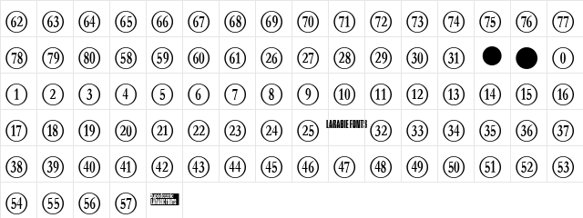 Numberpile Reversed Regular  glyph index