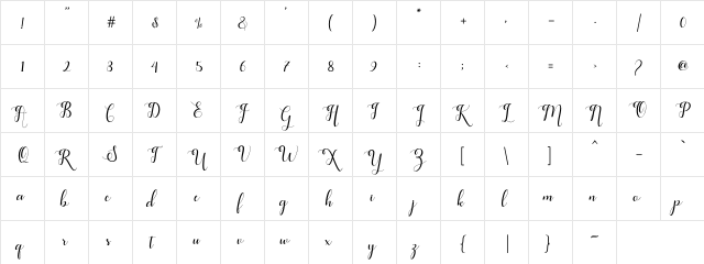 feeling Regular  glyph index