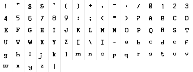 Iconified Regular  glyph index