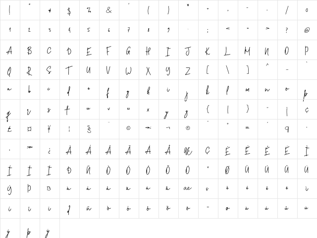 Stone Soul Regular  glyph index