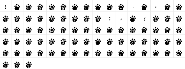 Lotus Paws Regular  glyph index