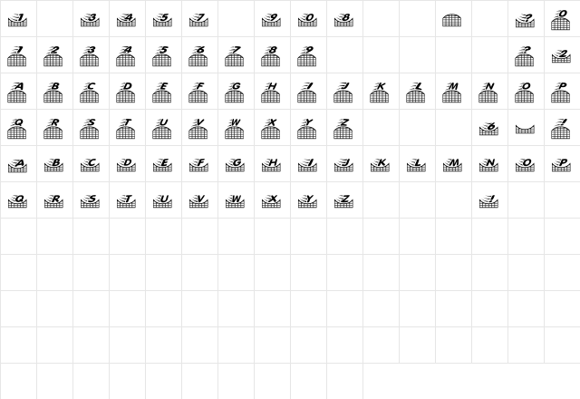 Scrap Roller Coaster Regular  glyph index