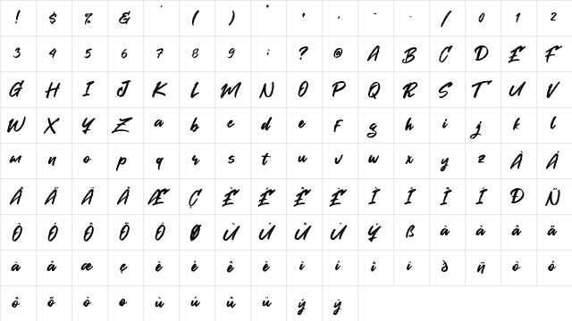 Expain Regular  glyph index