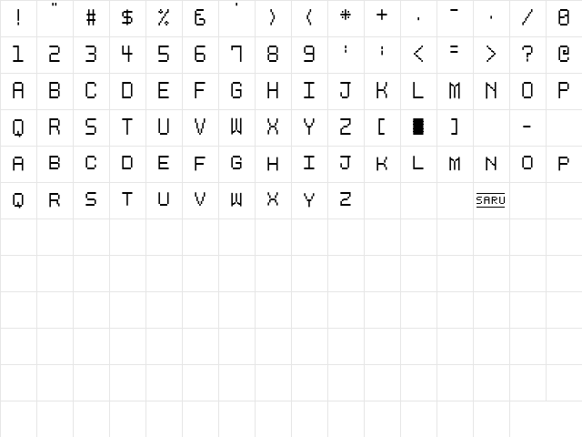 Bit Tough15 (sRB) Regular  glyph index