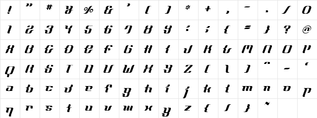 FrenchCurve ALP  glyph index