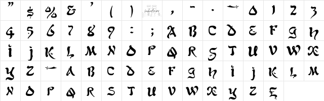 AlfredDrake Regular  glyph index