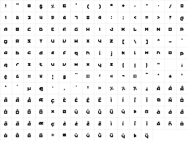 Kapel Medium  glyph index