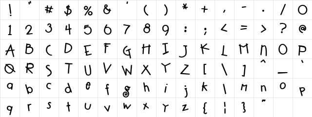 DJ Spiffy Regular  glyph index