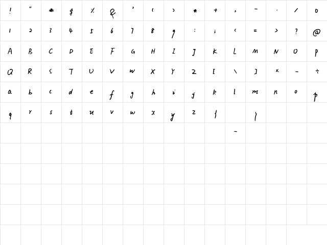 Xiao Gao Regular  glyph index