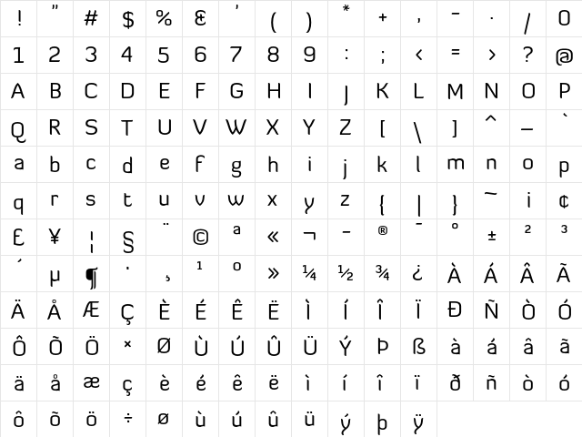 Diavlo Book  glyph index