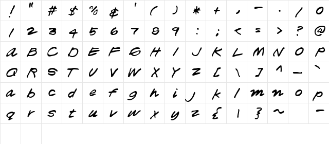 Thad Regular  glyph index