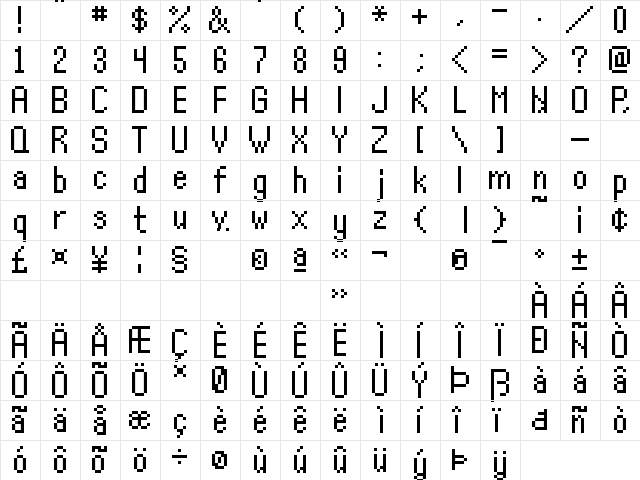 kharon4a_mini Regular  glyph index