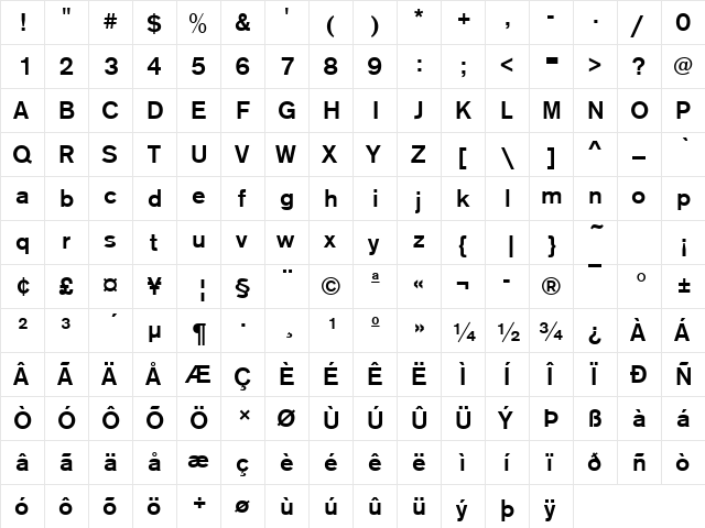 URWAccidaliaTMed Regular  glyph index