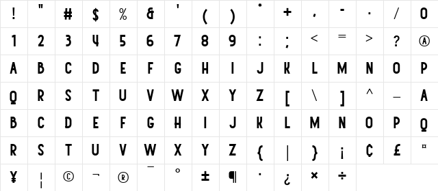 Canterpids Regular  glyph index