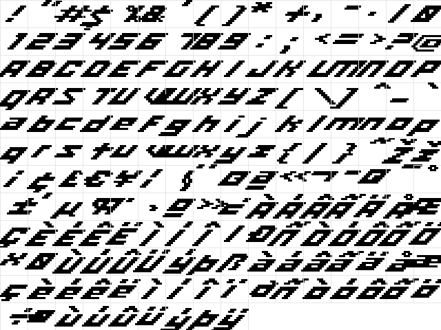 iso 08_66 Regular  glyph index