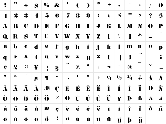 URWCapellaD Regular  glyph index