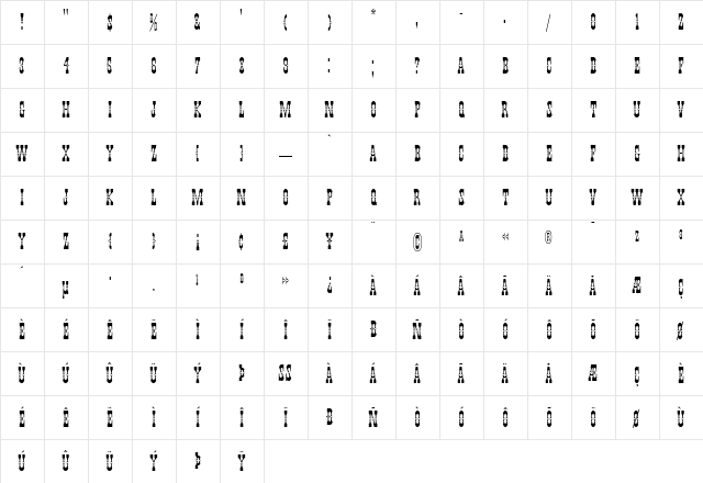 PepperwoodFill Roman  glyph index