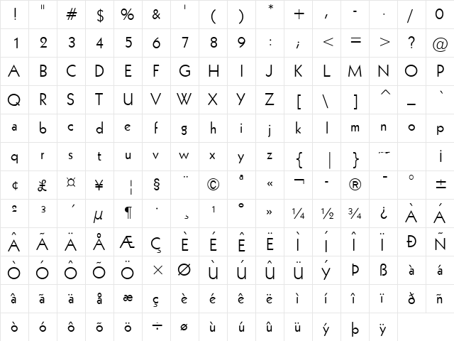 Geo 112 Normal  glyph index