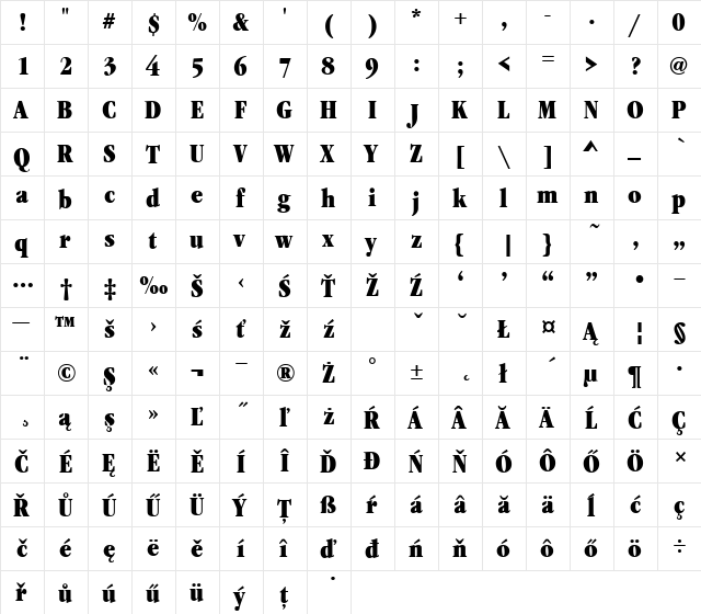 GaramItcTEEUltCon Regular  glyph index