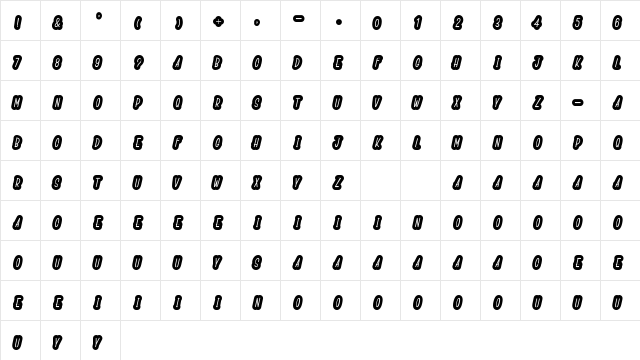Boldieso Lehonu Regular  glyph index