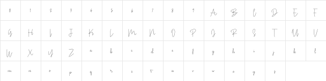 Pentel Signature Regular  glyph index