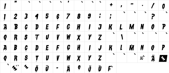 VampyrishABC-Oblique Regular  glyph index