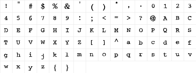 Crud Font  glyph index