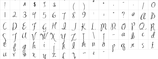 MA Sexy Regular  glyph index