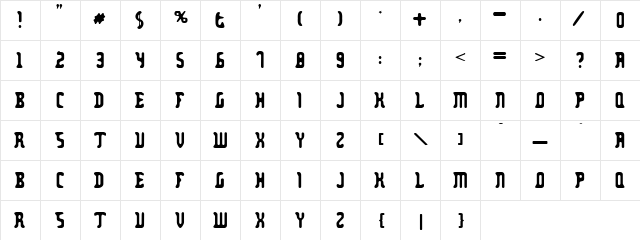 Zodillinstrisstirust Regular  glyph index