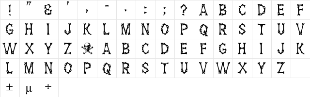 20 Regular  glyph index