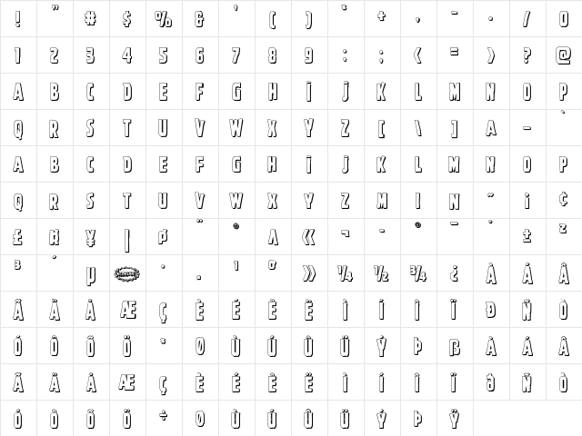 Ghoulish Intent Shadow Regular  glyph index