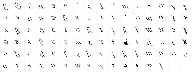Tech Phonetic Extreme Lefti Regular  glyph index