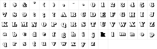 ChuronShadowSSK Regular  glyph index