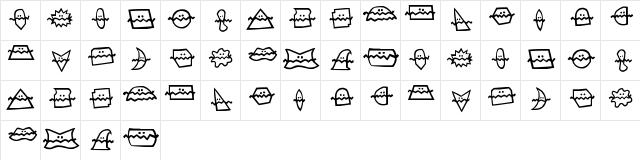 New Regular  glyph index