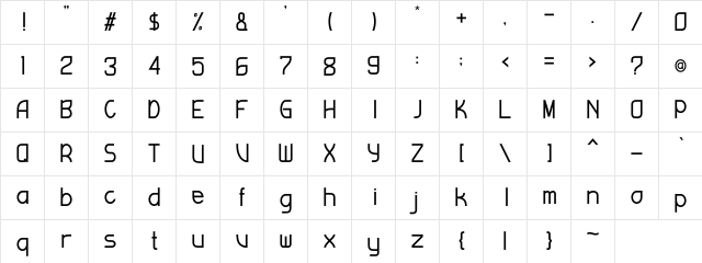 Cavalery Regular  glyph index