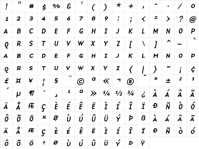 BaseNine Medium  glyph index