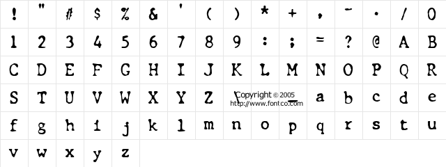 Chunk Type Regular  glyph index