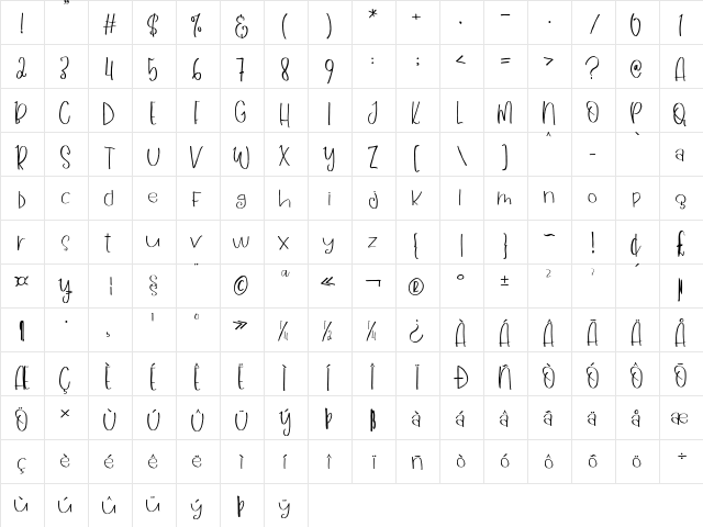 Unique Swirly Regular  glyph index
