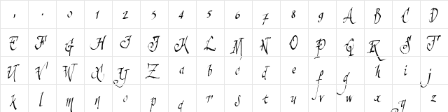 sinisterSam Regular  glyph index