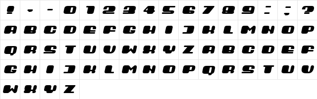 Guest Italic  glyph index