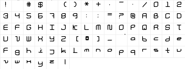 Courier Now Regular  glyph index
