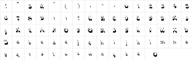 DownWind Regular  glyph index