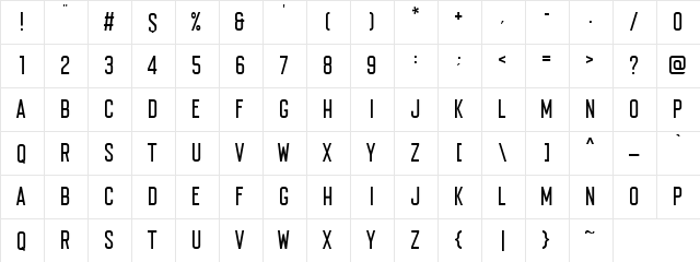 Euforia Regular  glyph index