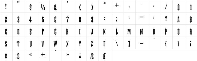 Tiara Regular  glyph index