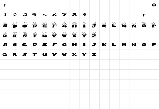 PoppingPopcorn Regular  glyph index