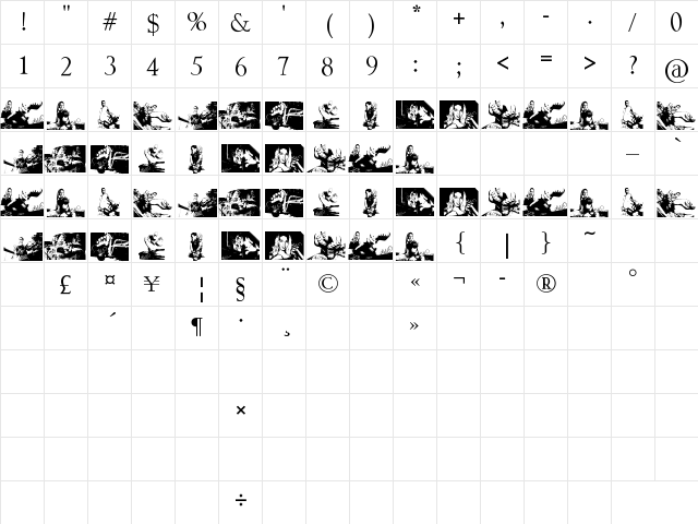 Karyna Feet Regular  glyph index