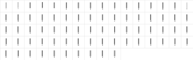 barcode font Regular  glyph index